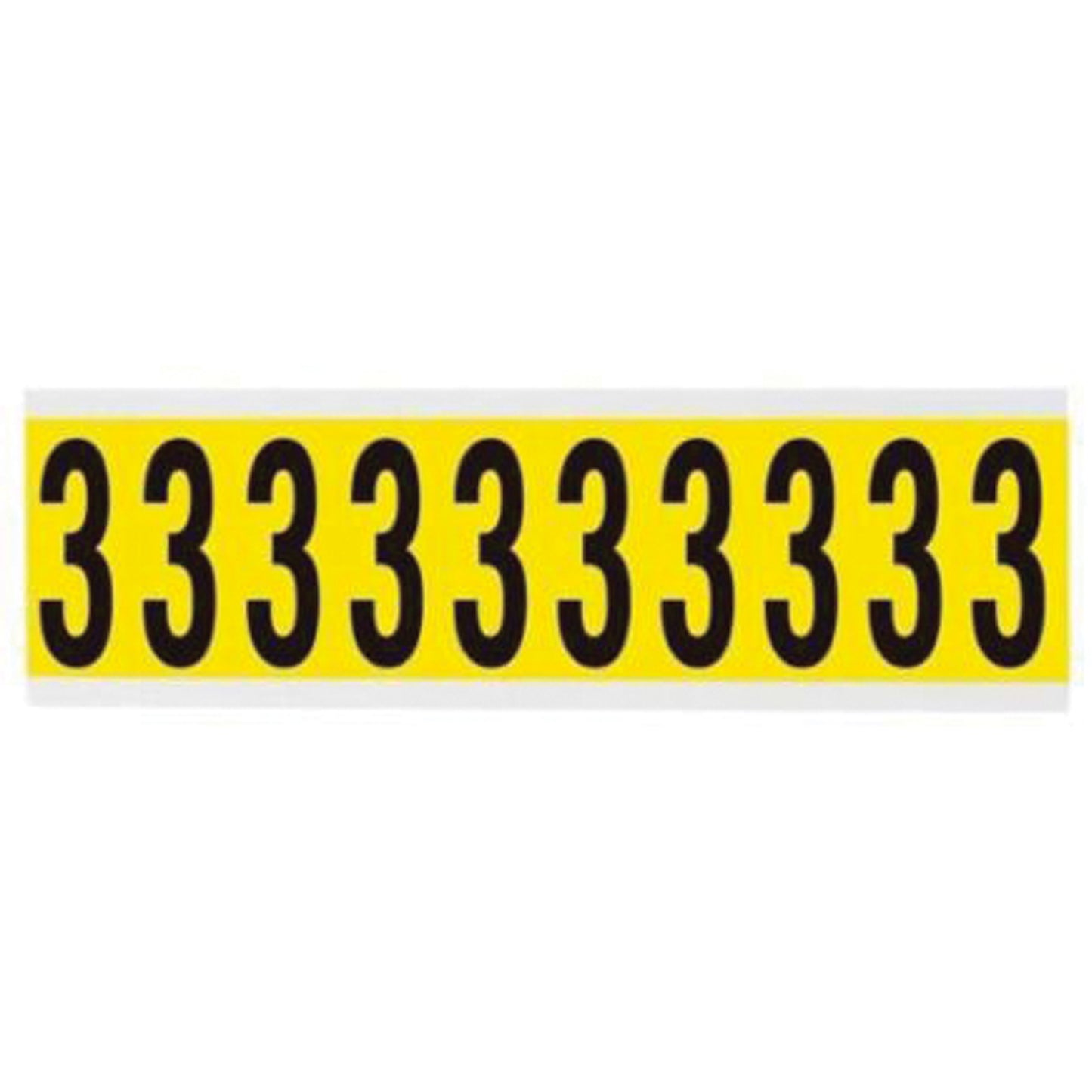 Brady Repositionable Individual Number and Letter Labels, 3, 2" H, Black on Yellow