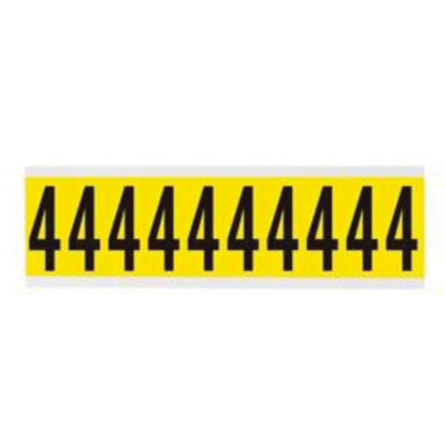Brady Repositionable Individual Number and Letter Labels, 4, 2" H, Black on Yellow