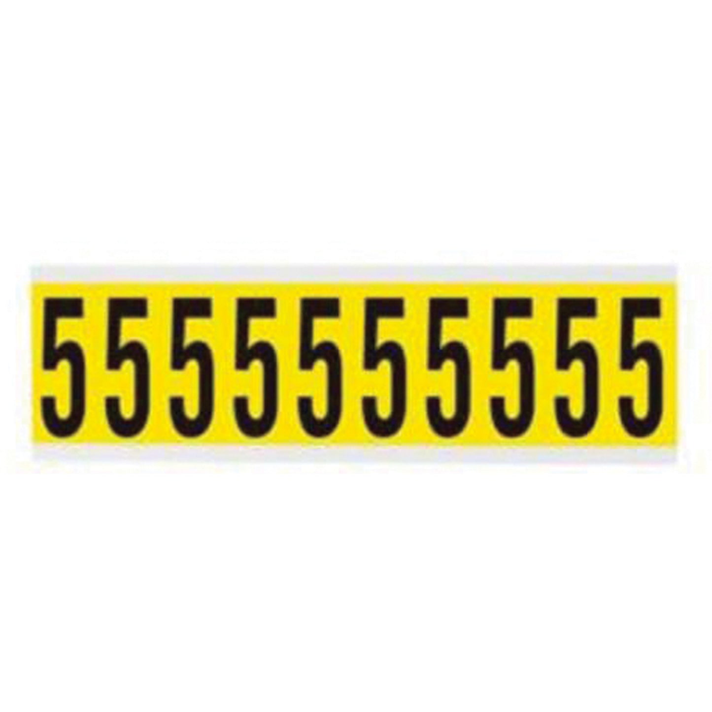 Brady Repositionable Individual Number and Letter Labels, 5, 2" H, Black on Yellow
