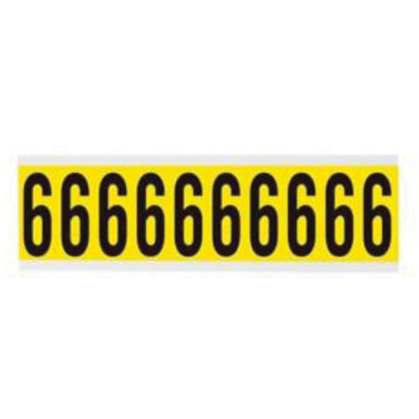 Brady Repositionable Individual Number and Letter Labels, 6, 2" H, Black on Yellow