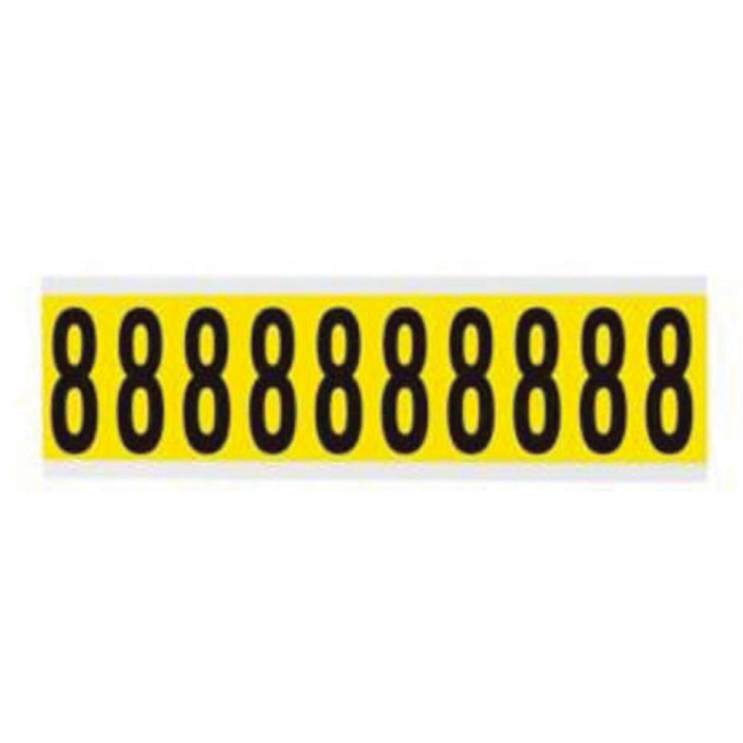 Brady Repositionable Individual Number and Letter Labels, 8, 2" H, Black on Yellow