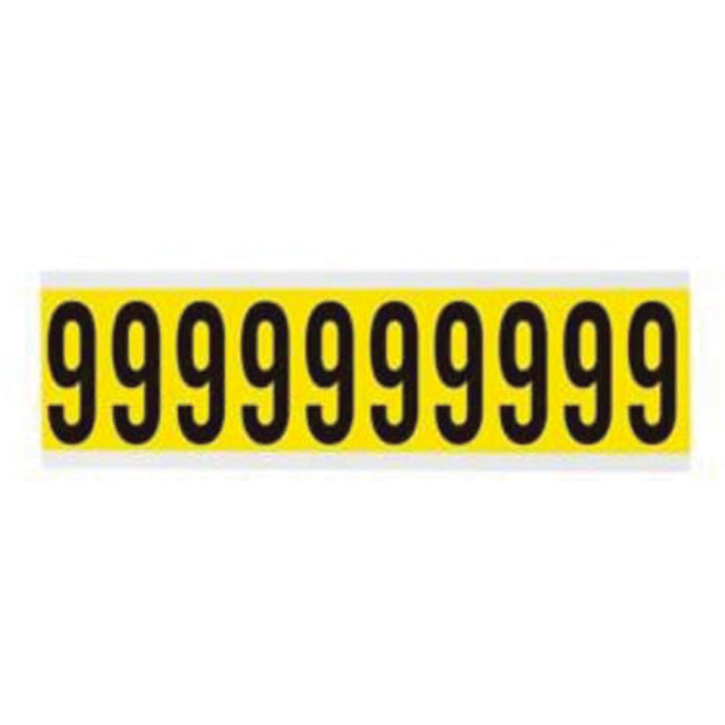 Brady Repositionable Individual Number and Letter Labels, 9, 2" H, Black on Yellow