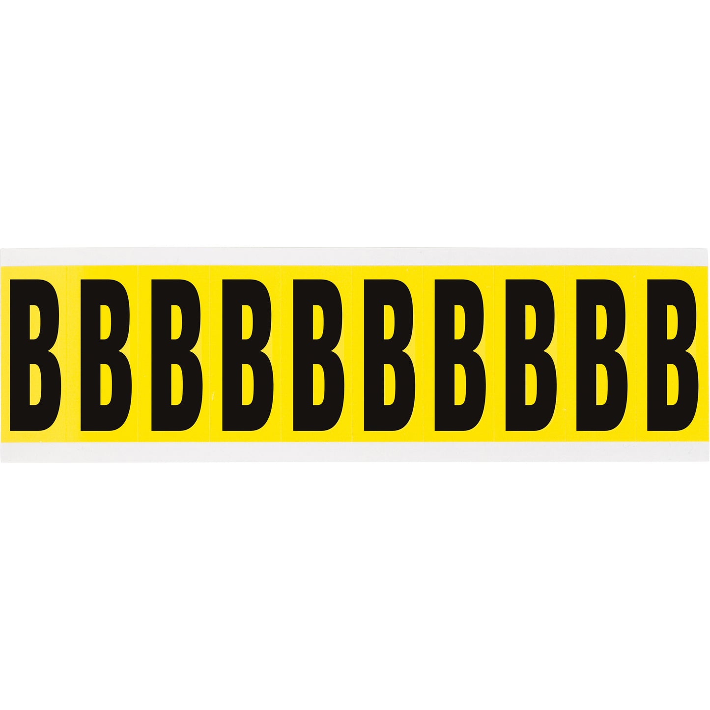 Brady Repositionable Individual Number and Letter Labels, B, 2" H, Black on Yellow