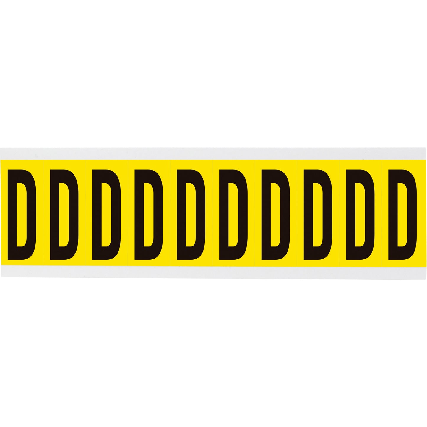 Brady Repositionable Individual Number and Letter Labels, D, 2" H, Black on Yellow