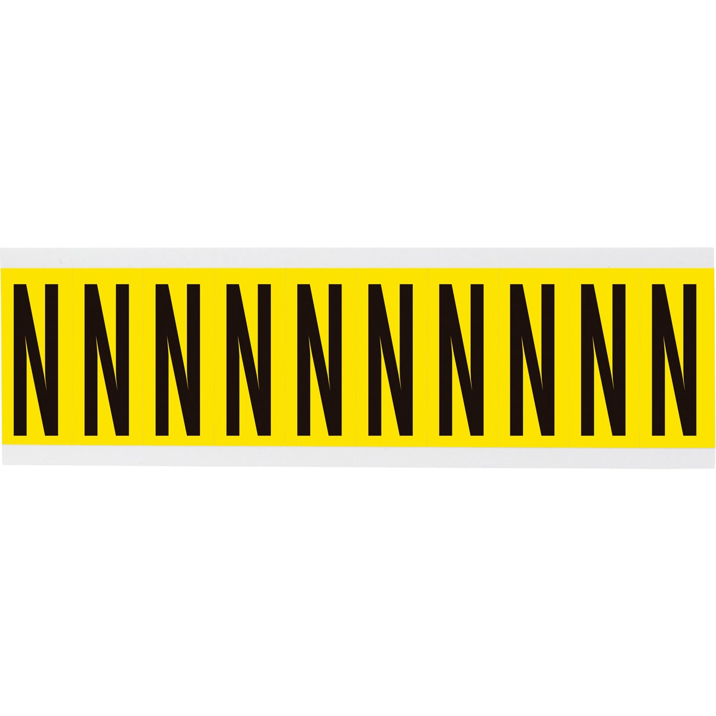 Brady Repositionable Individual Number & Letter Labels, N, 2" H, Black on Yellow