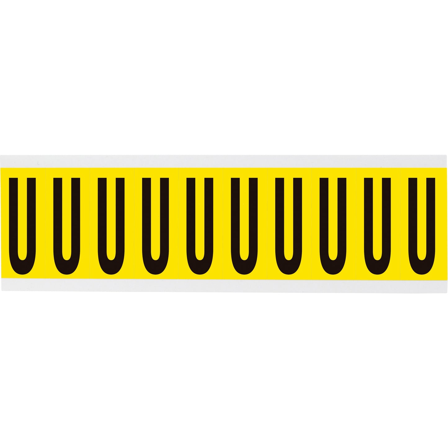 Brady Repositionable Individual Number & Letter Labels, U, 2" H, Black on Yellow