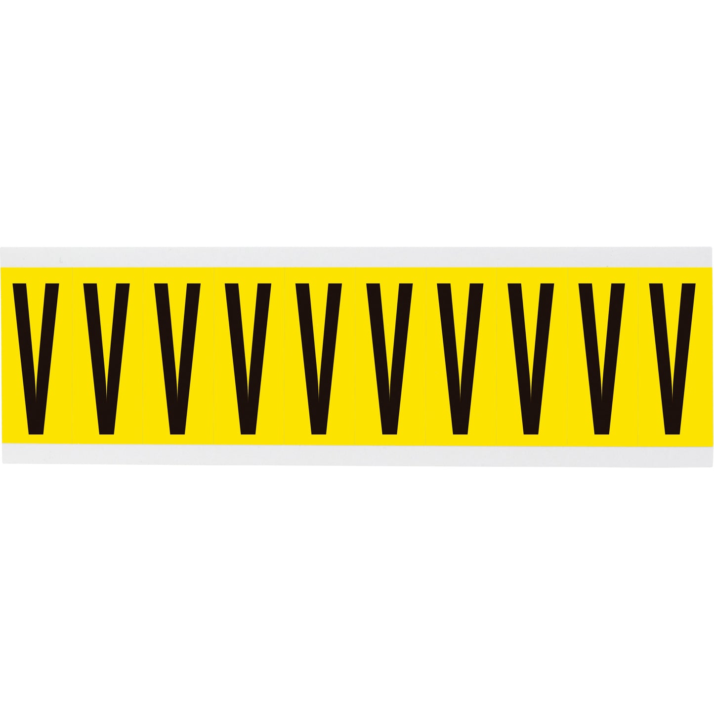 Brady Repositionable Individual Number & Letter Labels, V, 2" H, Black on Yellow