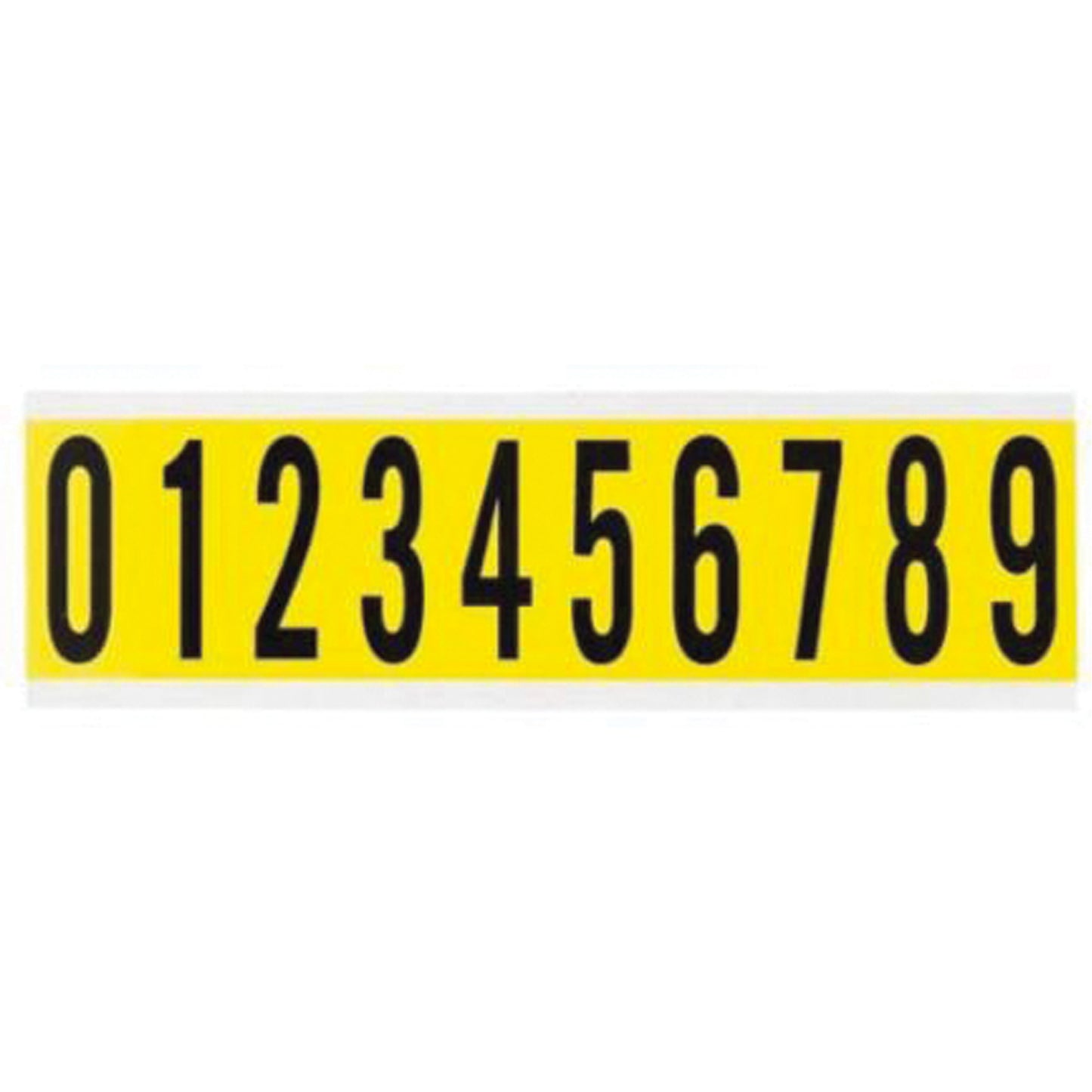 Brady Repositionable Individual Number and Letter Labels Set, 0 to 9, 2" H, Black on Yellow