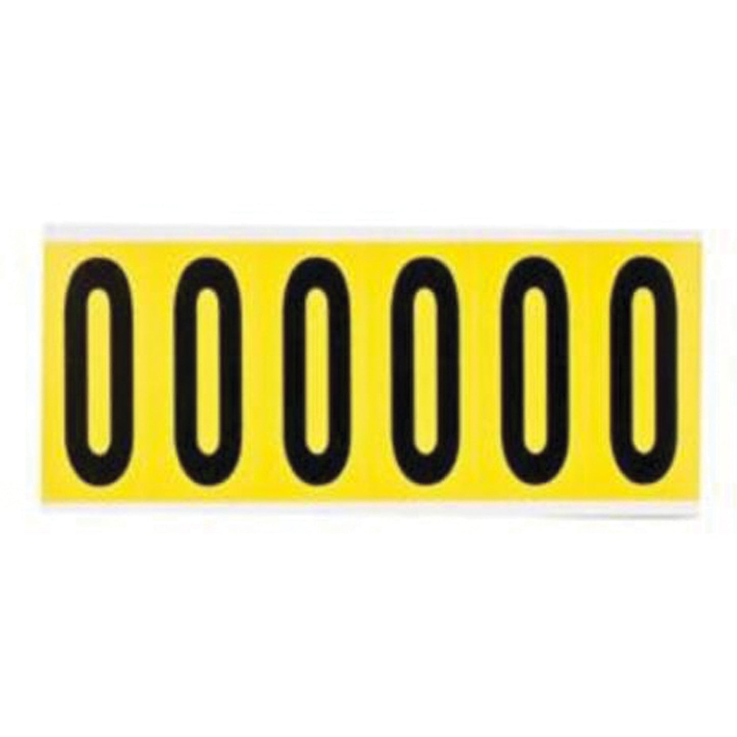 Brady Repositionable Individual Number and Letter Labels, 0, 3" H, Black on Yellow