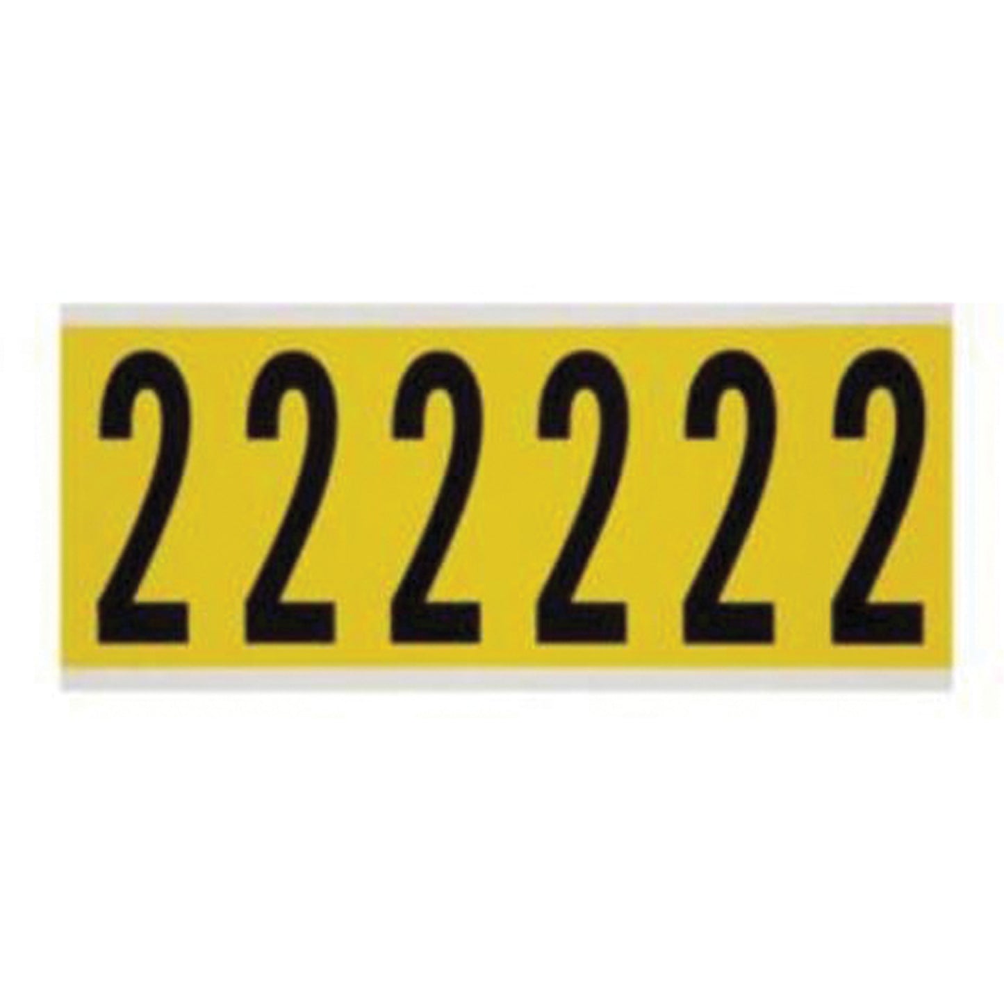 Brady Repositionable Individual Number and Letter Labels, 2, 3" H, Black on Yellow