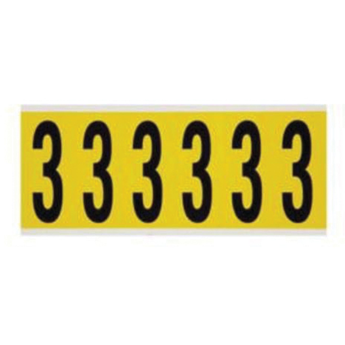 Brady Repositionable Individual Number and Letter Labels, 3, 3" H, Black on Yellow