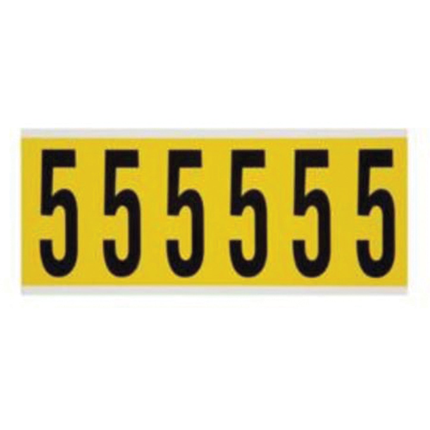 Brady Repositionable Individual Number and Letter Labels, 5, 3" H, Black on Yellow