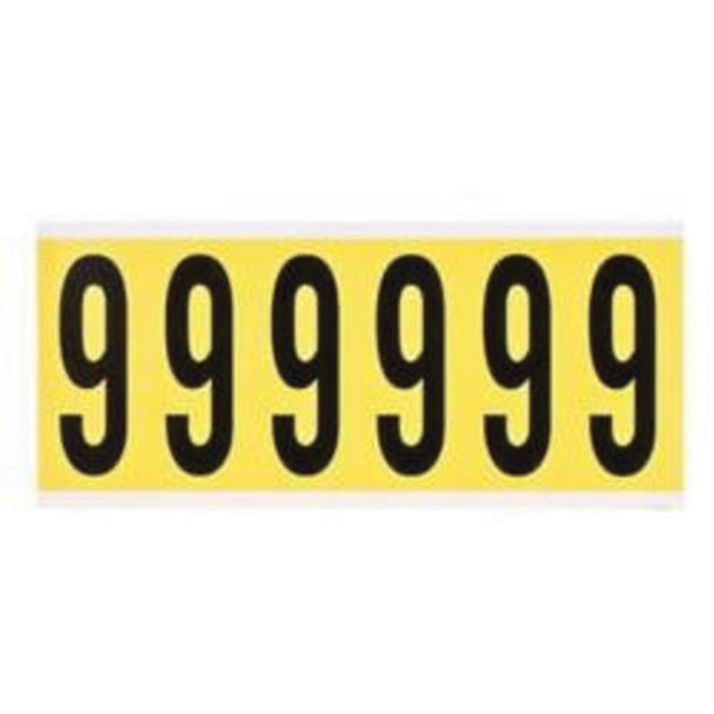 Brady Repositionable Individual Number and Letter Labels, 9, 3" H, Black on Yellow
