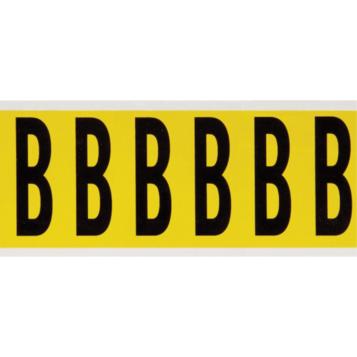 Brady Repositionable Individual Number and Letter Labels, B, 3" H, Black on Yellow
