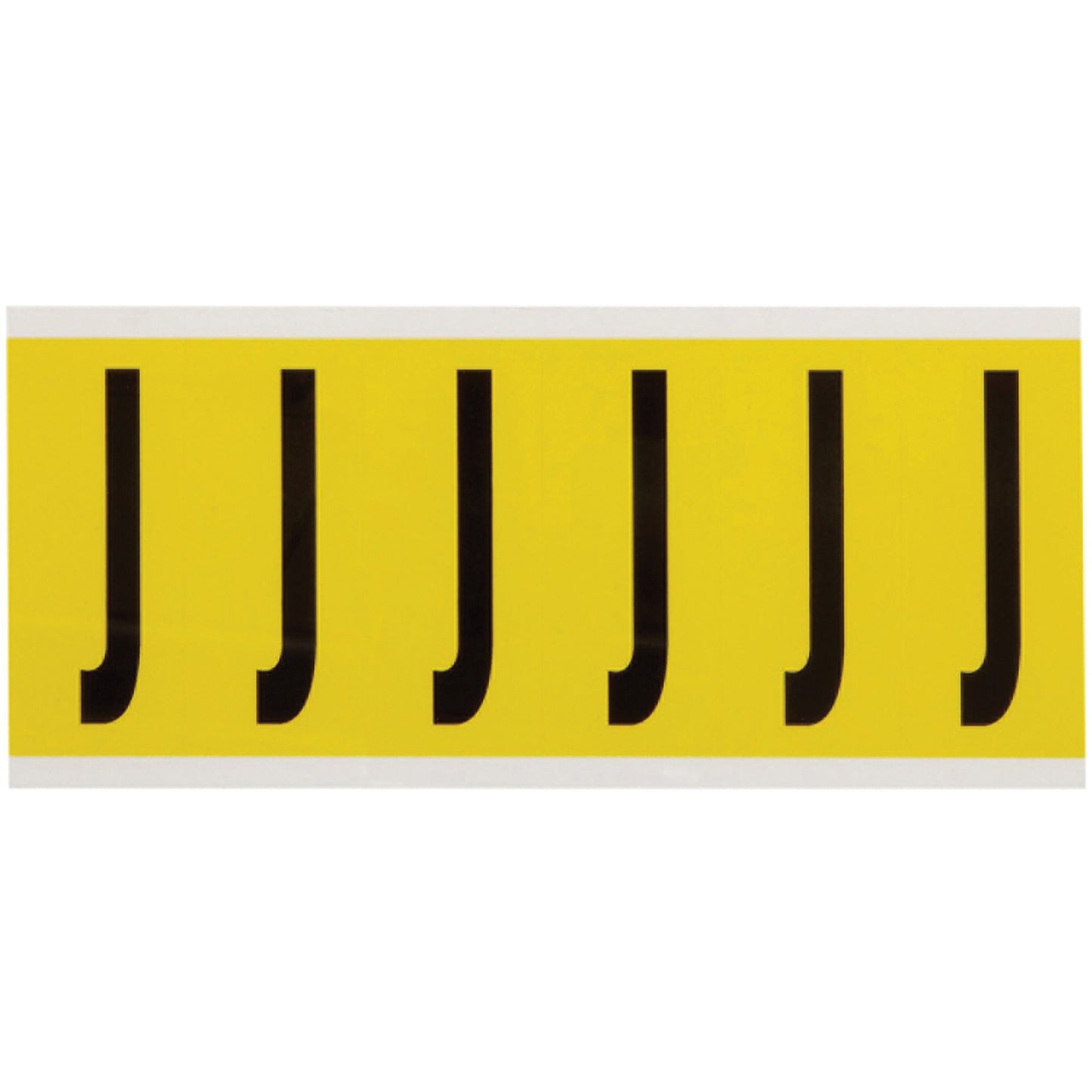 Brady Repositionable Individual Number and Letter Labels, J, 3" H, Black on Yellow
