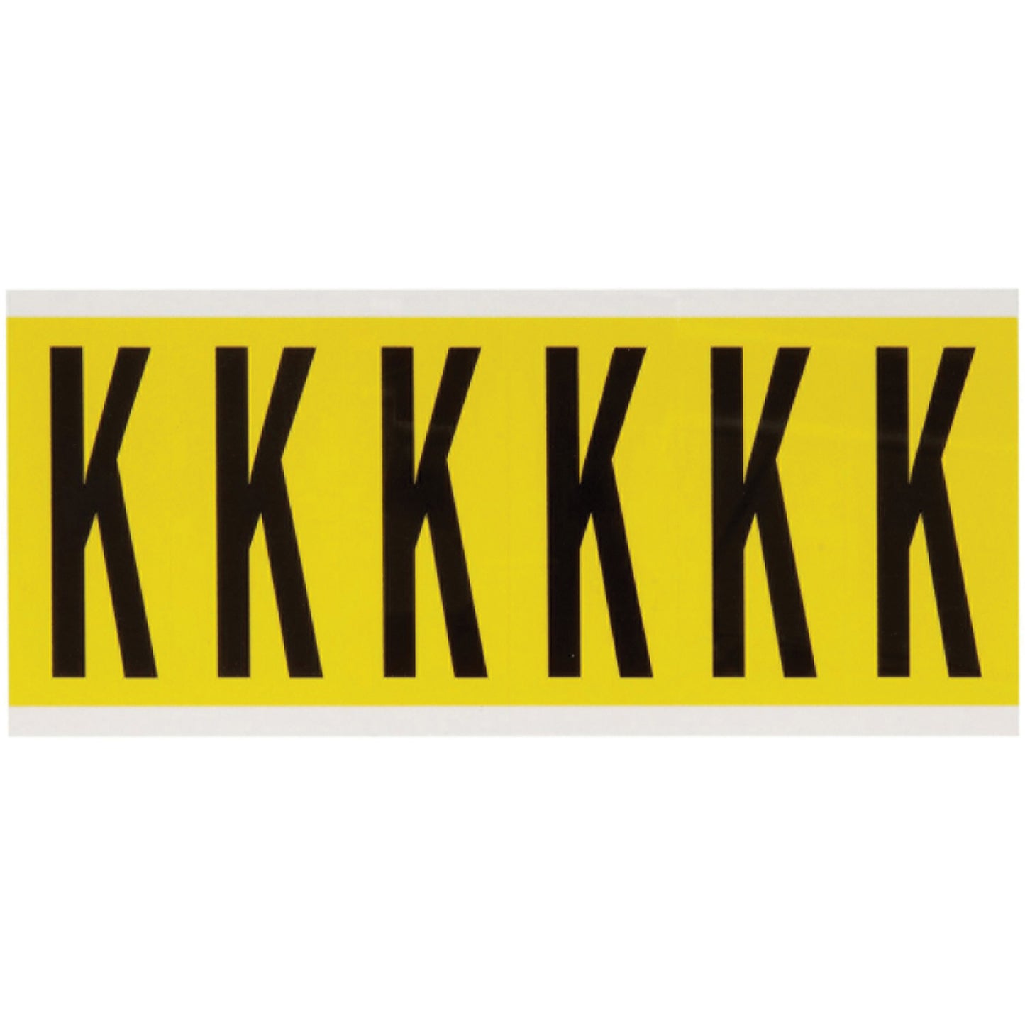 Brady Repositionable Individual Number and Letter Labels, K, 3" H, Black on Yellow
