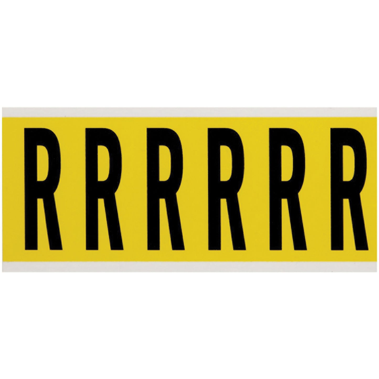 Brady Repositionable Individual Number & Letter Labels, R, 3" H, Black on Yellow