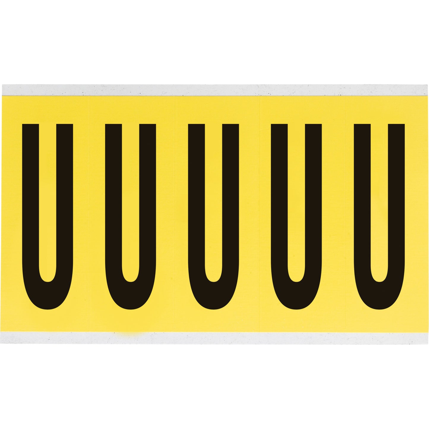 Brady Repositionable Individual Number & Letter Labels, U, 4" H, Black on Yellow