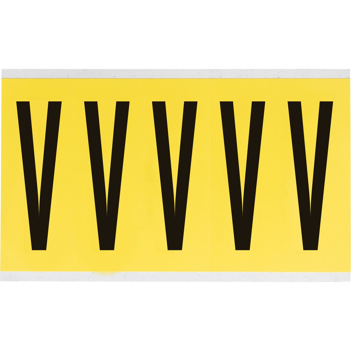 Brady Repositionable Individual Number & Letter Labels, V, 4" H, Black on Yellow