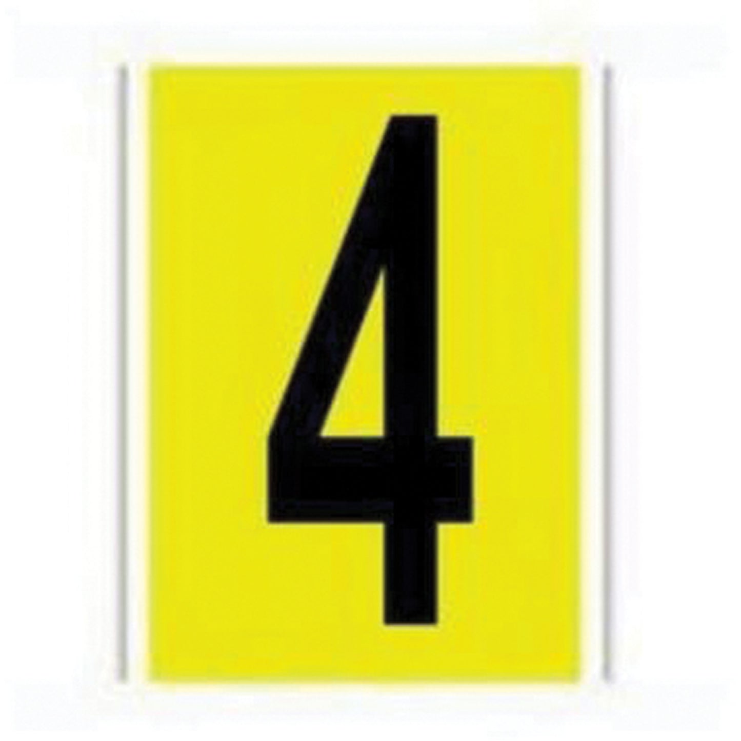 Brady Repositionable Individual Number and Letter Label, 4, 6" H, Black on Yellow