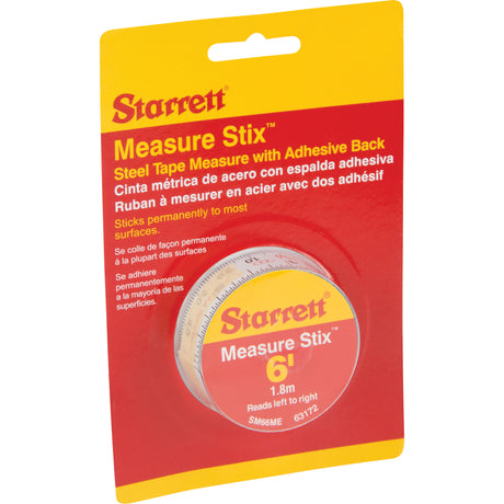 Measure Stix™ Steel Measuring Tape with Adhesive Backing, 3/4" x 6' - 2 m, ft/in - mm Graduations
