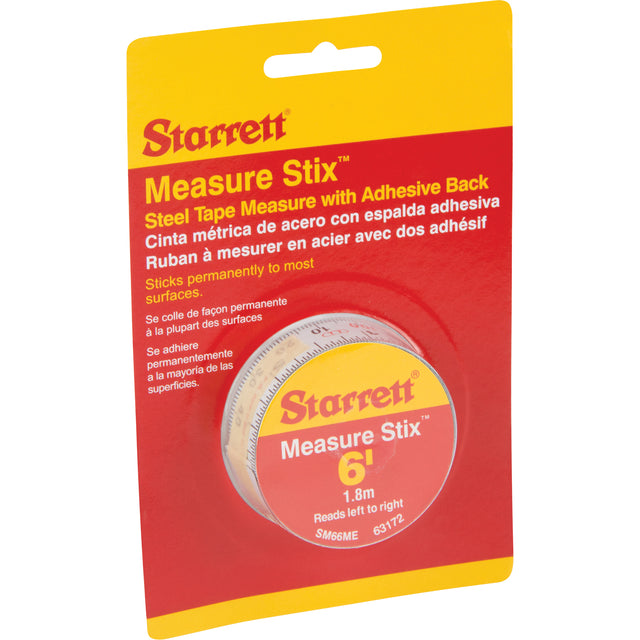 Measure Stix™ Steel Measuring Tape with Adhesive Backing, 3/4" x 6' - 2 m, ft/in - mm Graduations