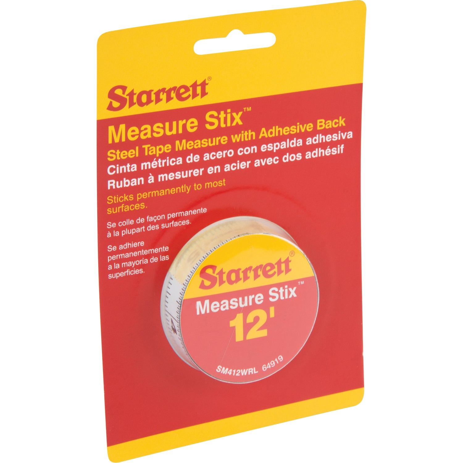 Measure Stix™ Steel Measuring Tape with Adhesive Backing, 1/2" x 12', in/ft. Graduations