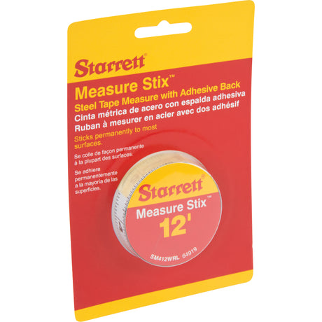 Measure Stix™ Steel Measuring Tape with Adhesive Backing, 1/2" x 12', in/ft. Graduations