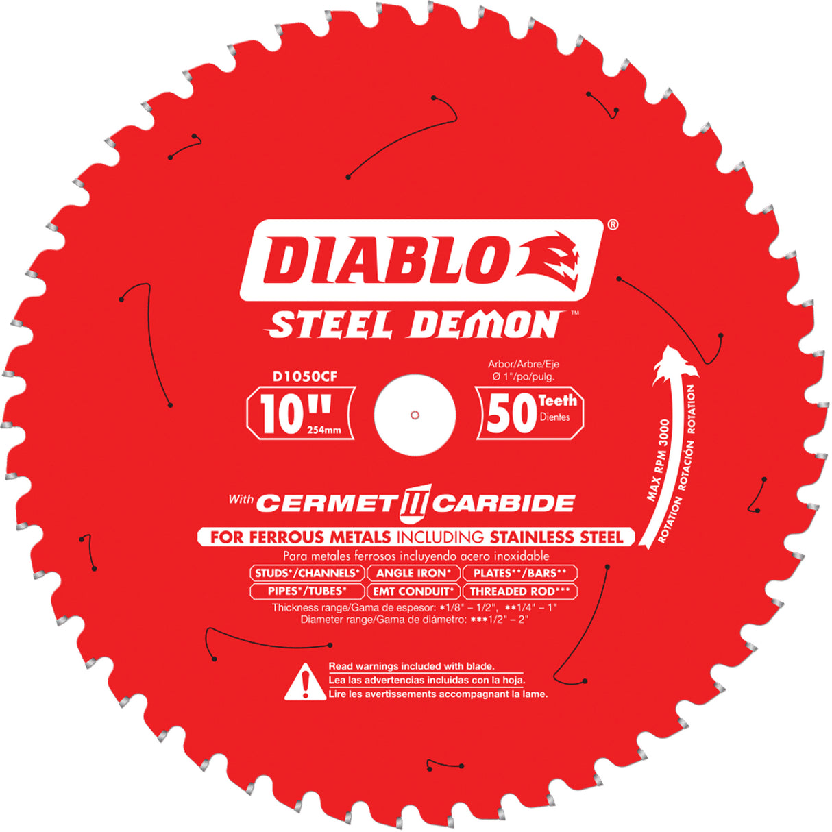 Circular Saw Blade, 10", 50 Teeth, Metal Use