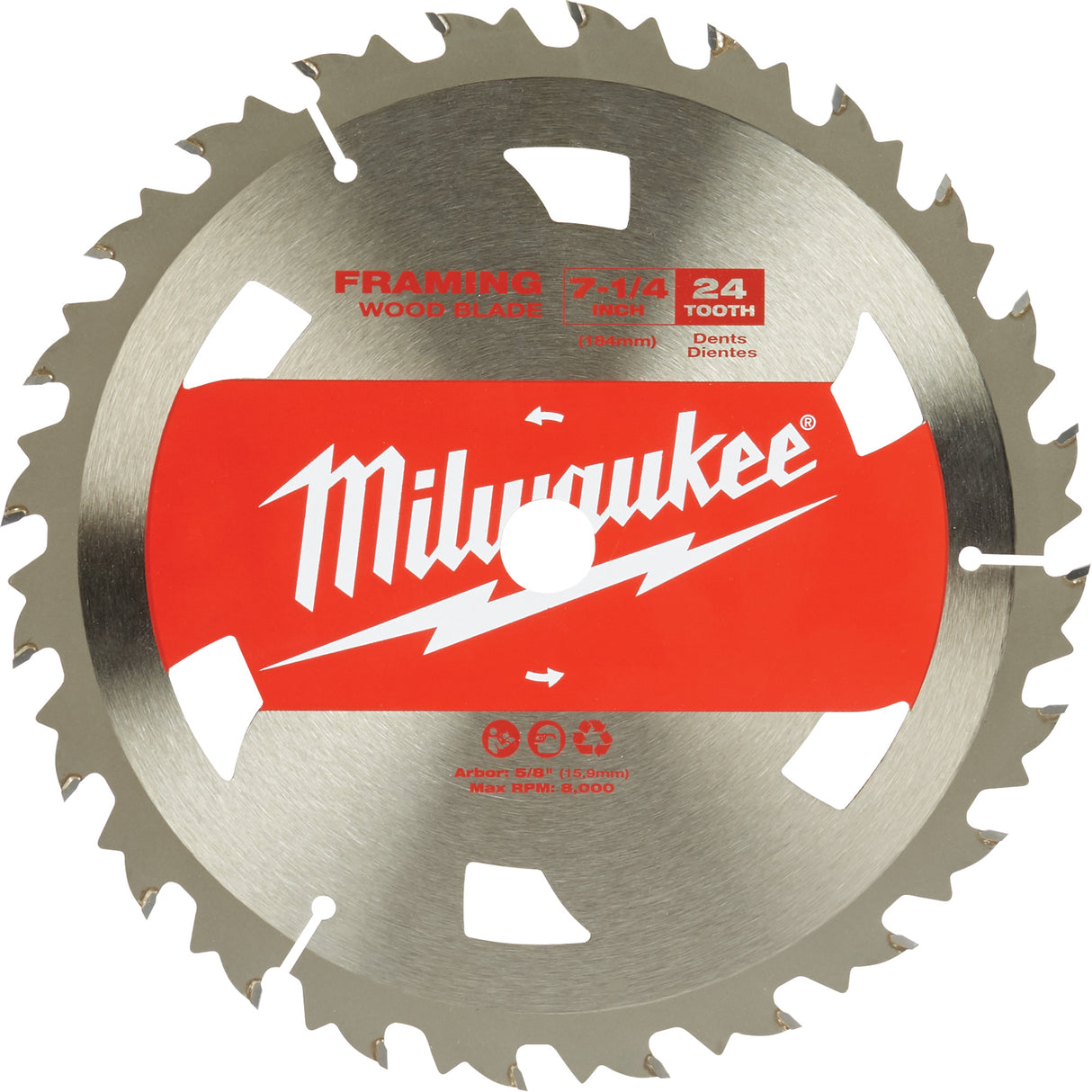 Framing Circular Saw Blade, 7-1/4", 24 Teeth, Wood Use