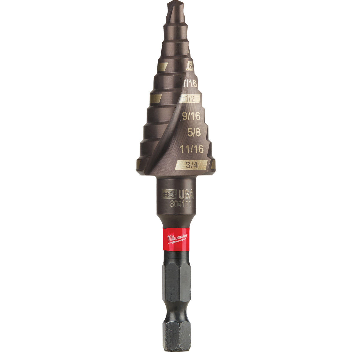 #3 Shockwave™ Impact Duty™ Step Drill Bit, 3/16" - 3/4" , 1/16" Increments, Titanium