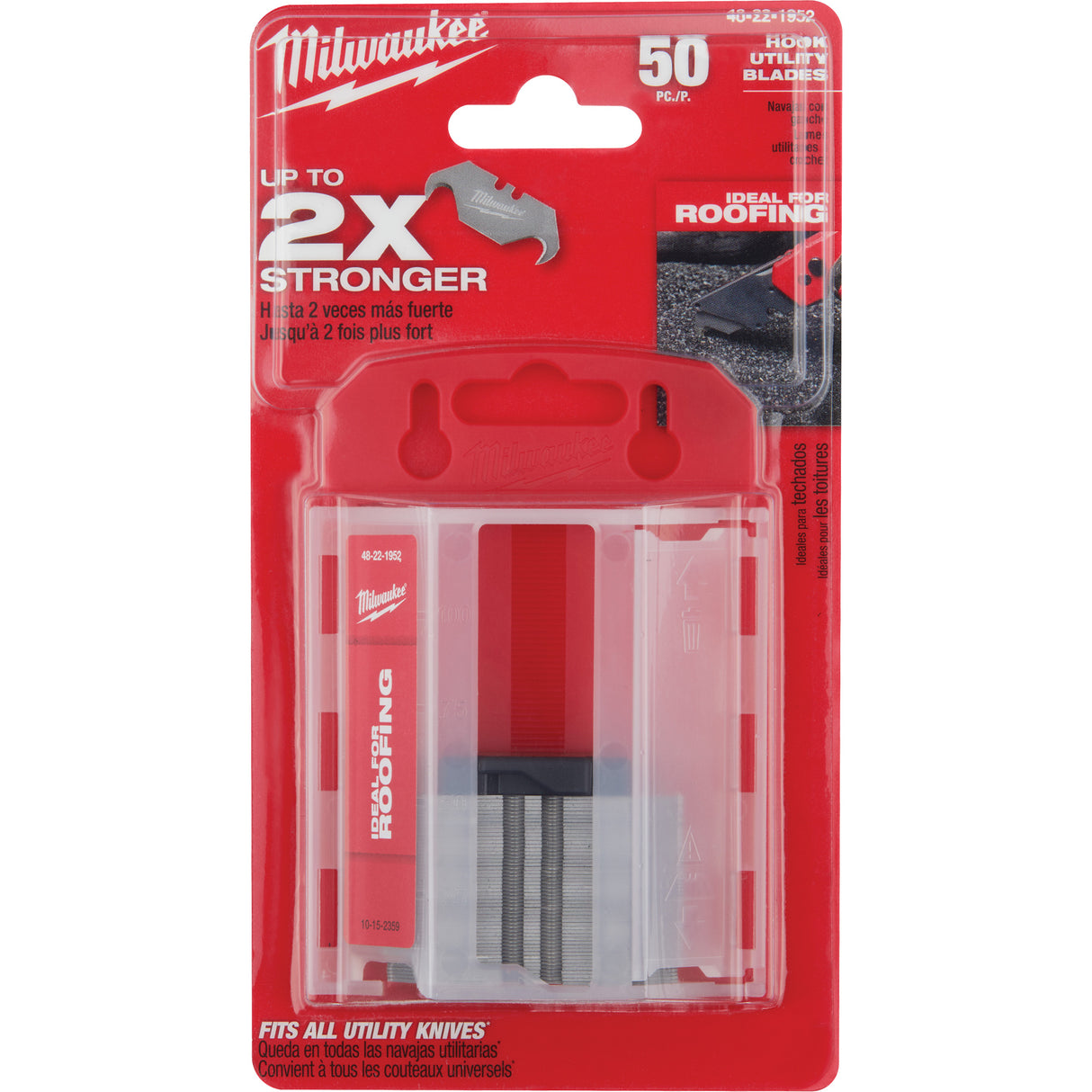 Hook Utility Knife Blades with Dispenser, Single Style