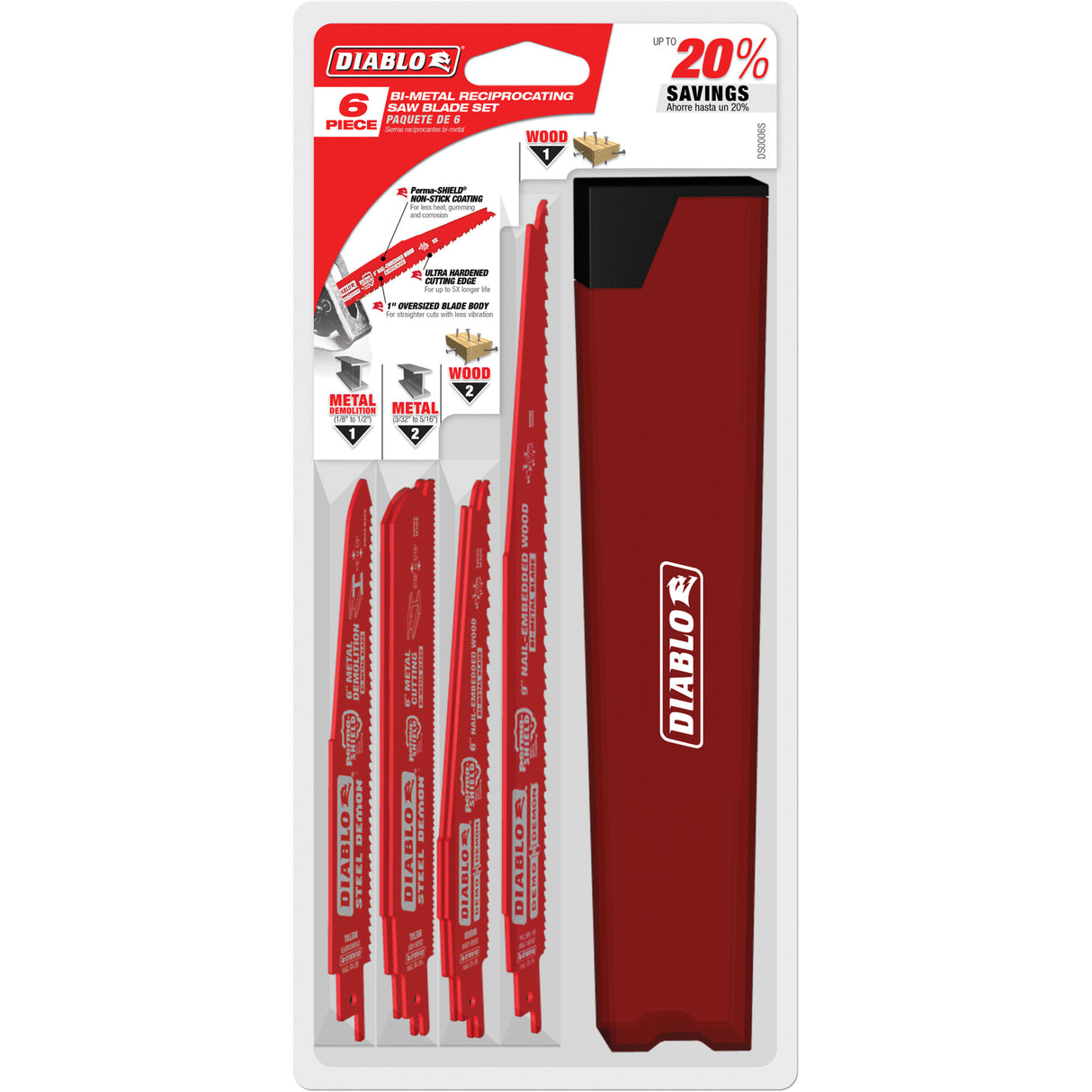 Nail-Embedded Wood & Metal Cutting/Demo Reciprocating Saw Blade Set