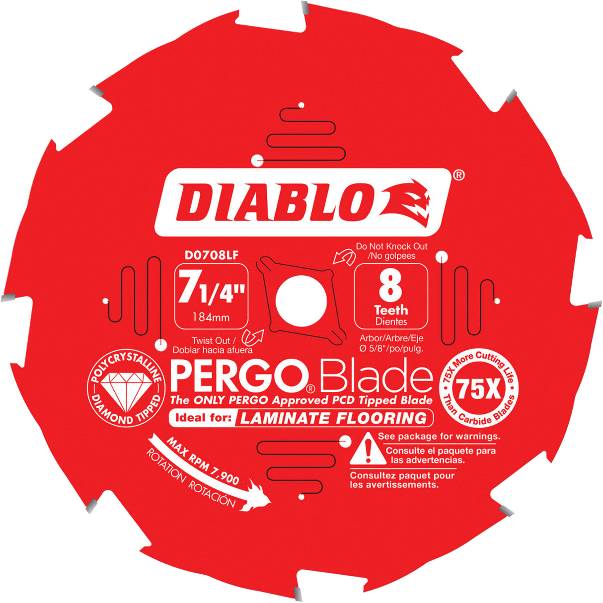 PergoBlade Circular Saw Blade, 7-1/4", 8 Teeth, Laminate/Wood Use