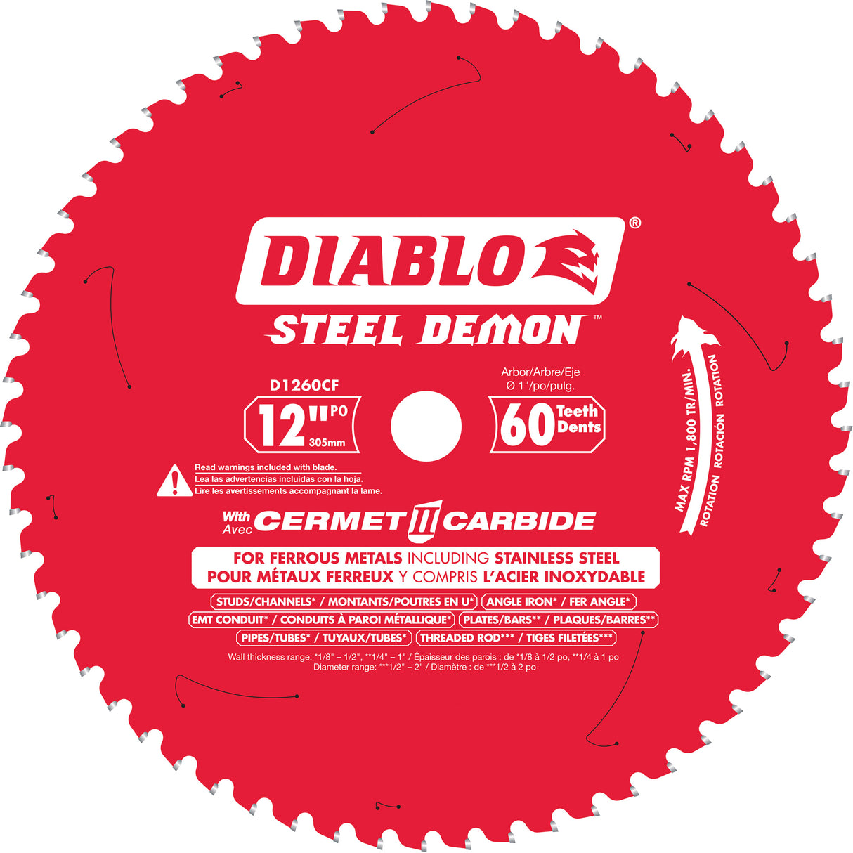 Steel Demon™ Cermet II Circular Saw Blade, 12", 60 Teeth, Metal Use