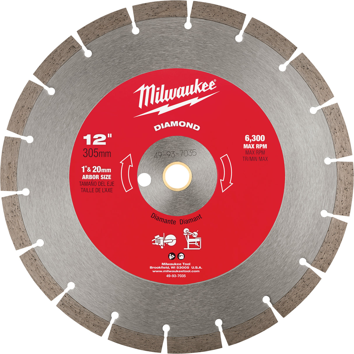 Segmented Diamond Circular Saw Blade, 12", Concrete Use