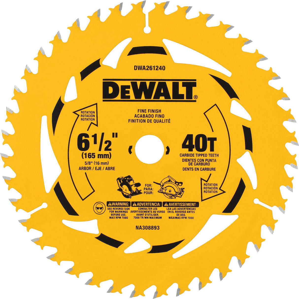Framing Circular Saw Blade, 6-1/2", 40 Teeth, Wood Use