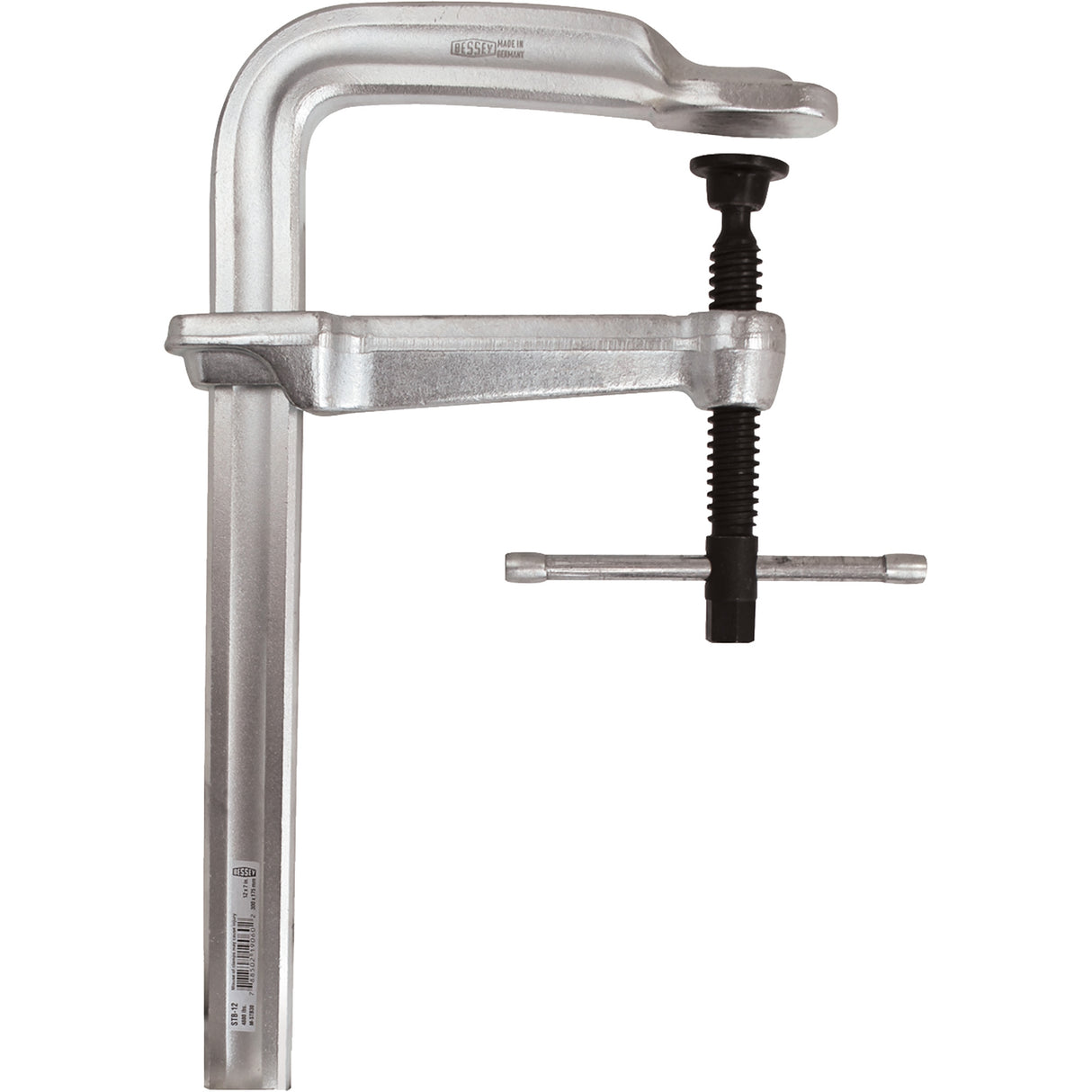 Heavy-Duty All-Steel Bar Clamp, 12" (305 mm) Capacity, 7" (178 mm) Throat Depth