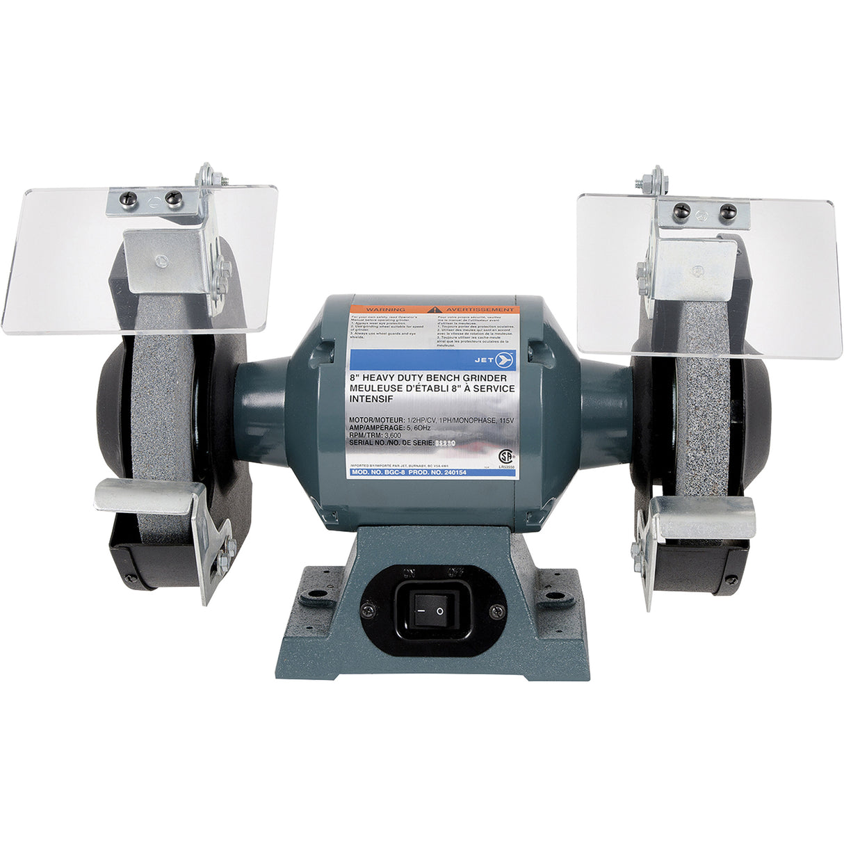 BGC-8 Bench Grinder, 8" Wheel Diameter, 1/2 HP, 3600 RPM