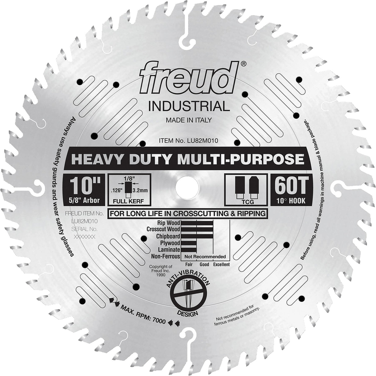 Heavy-Duty Multi-Purpose Saw Blade, 10", 60 Teeth, Wood Use