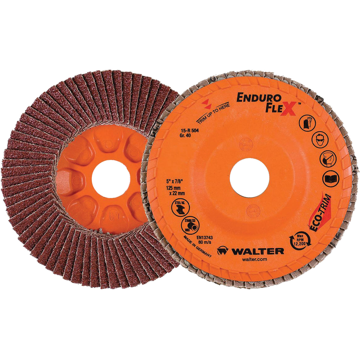 Enduro-Flex™ Flap Disc, 5" x 7/8", Type 27, 120 Grit, Zirconia Alumina