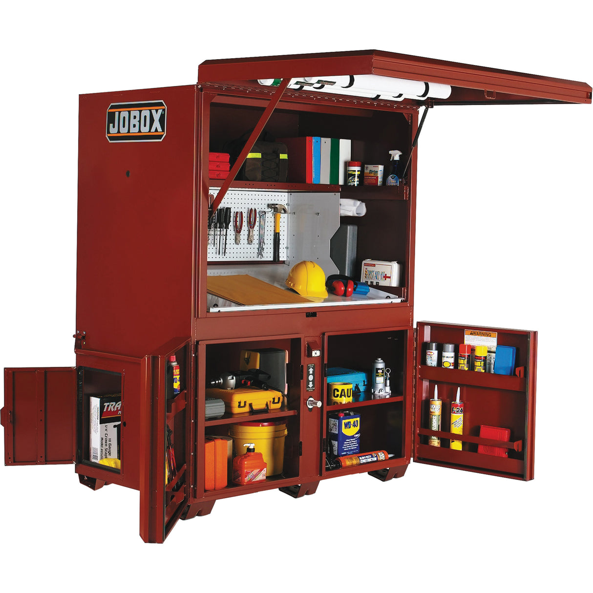 Field Office Jobsite Box, 63" W x 42" D x 80" H, Steel, Red