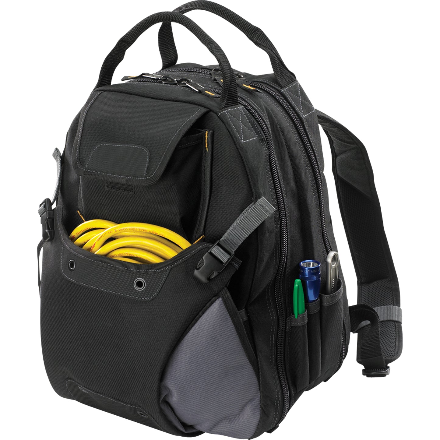 44-Pocket Tool Backpack, 16" L x 13-1/4" W, Black, Polyester