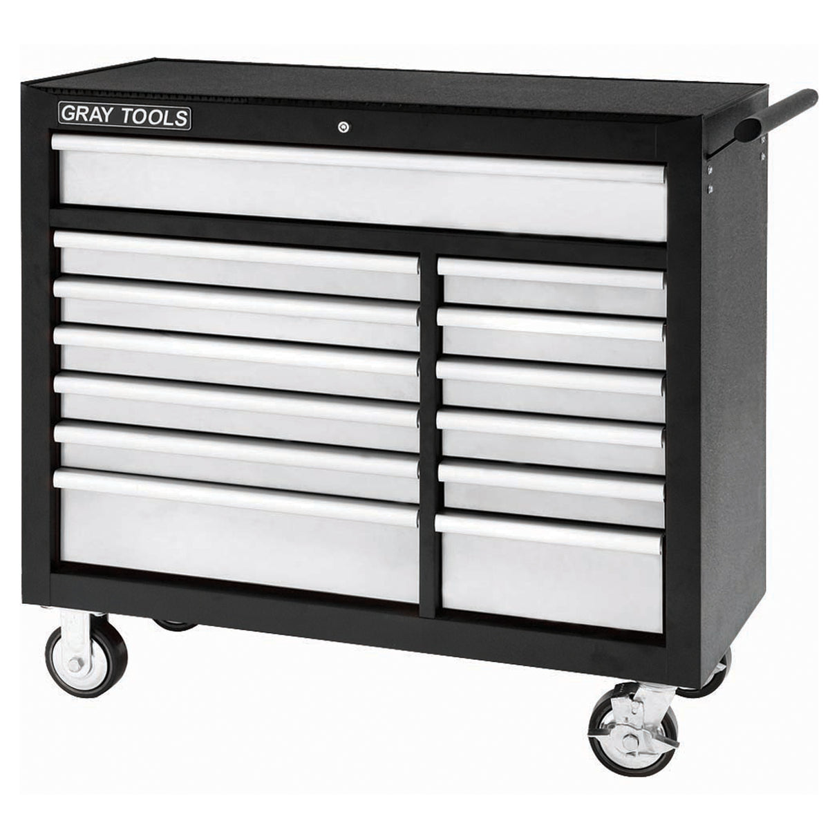 Roller Cabinet, 13 Drawers, 42" W x 19" D x 40" H, Black