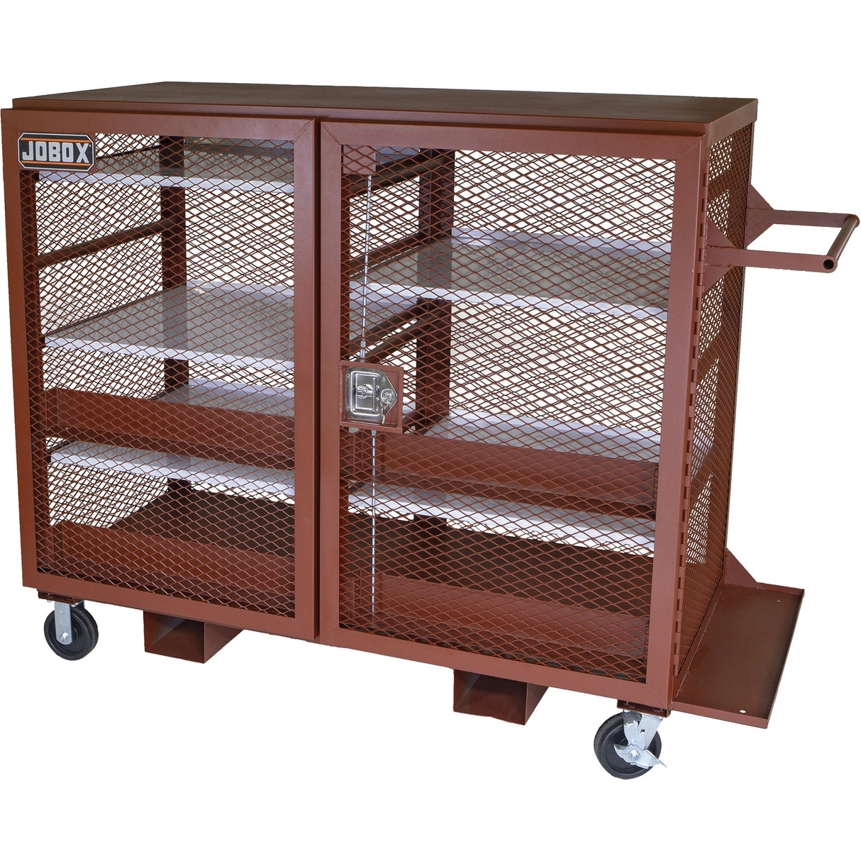 Mobile Mesh Cabinet, Steel, 49 Cubic Feet, Red