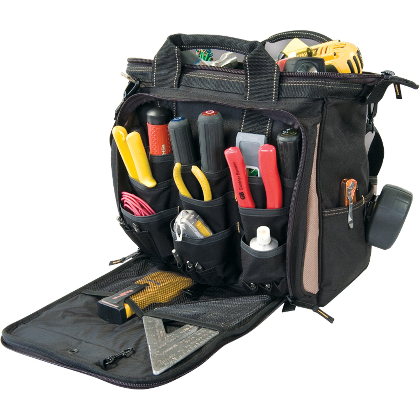 Multi-Compartment Tool Carrier, Polyester, 33 Pockets, Black