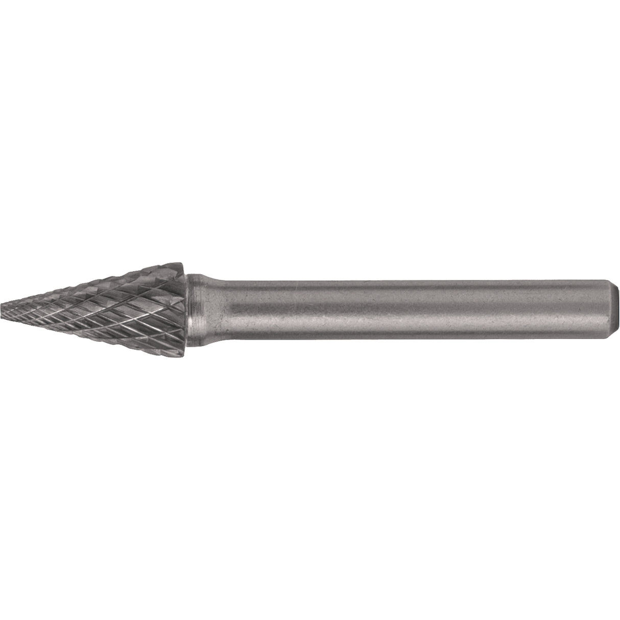 Solid Carbide Burrs - Pointed Cone Shape, SM-4, 3/8" Dia., 1/4" Shank, 5/8" Depth of Cut
