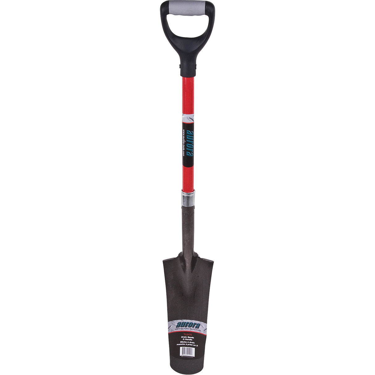 Heavy-Duty Drain Spade, Carbon Steel, 14" x 5-1/2" Blade, 29" L, D-Grip Handle