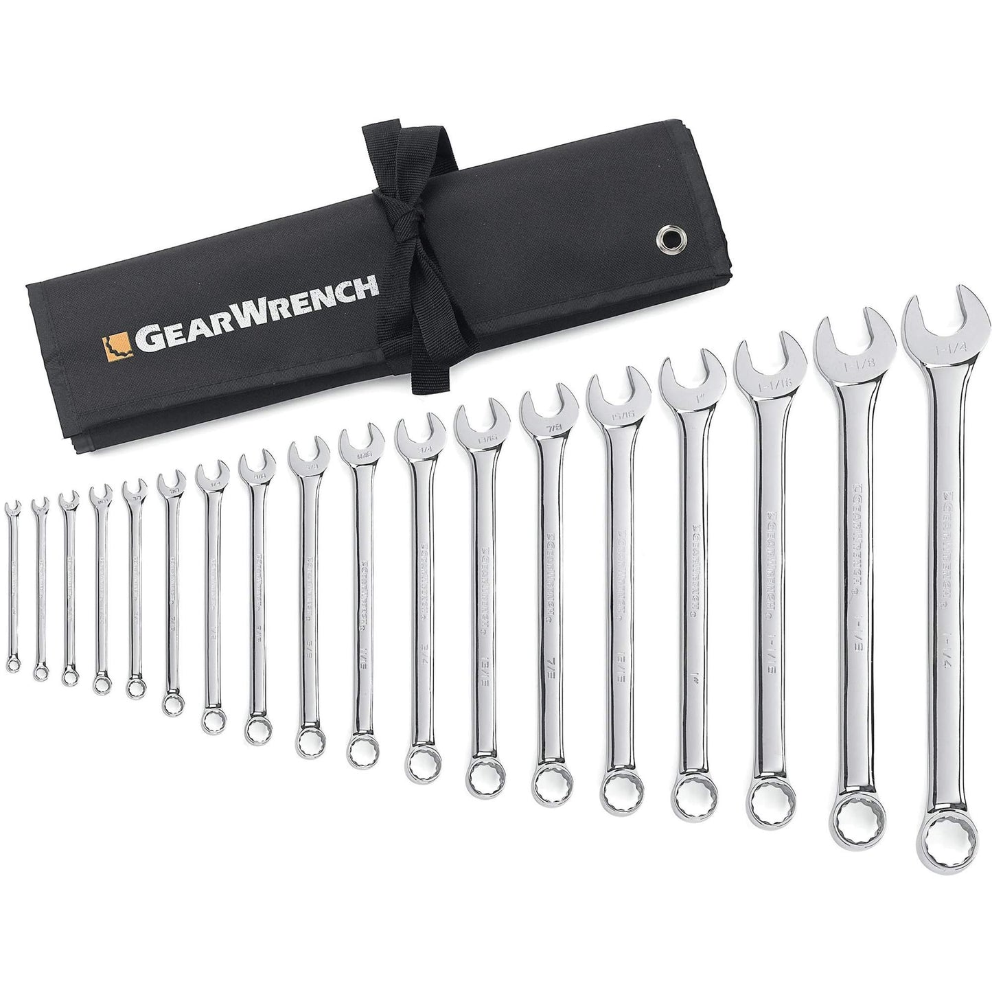 12-Point Long Pattern Wrench Set, Combination, 18 Pieces, Imperial