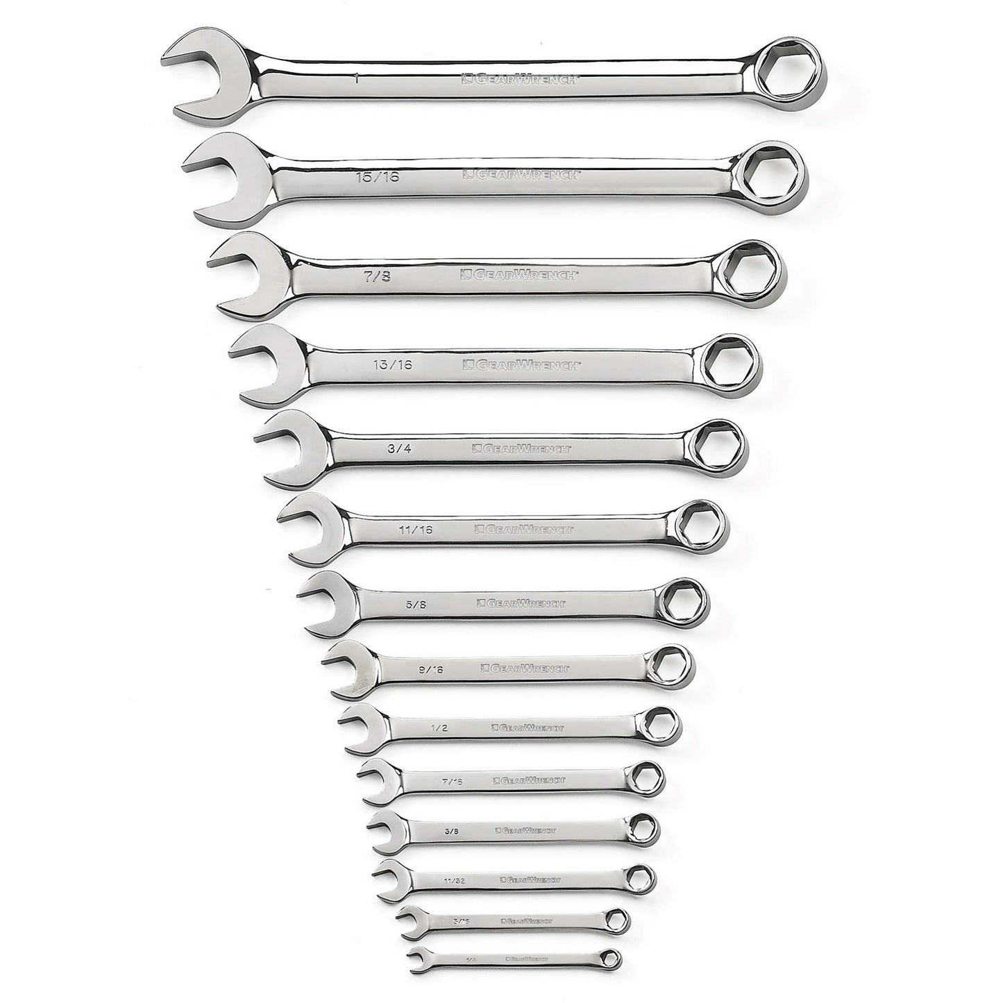 6-Point Wrench Set, Combination, 14 Pieces, Imperial